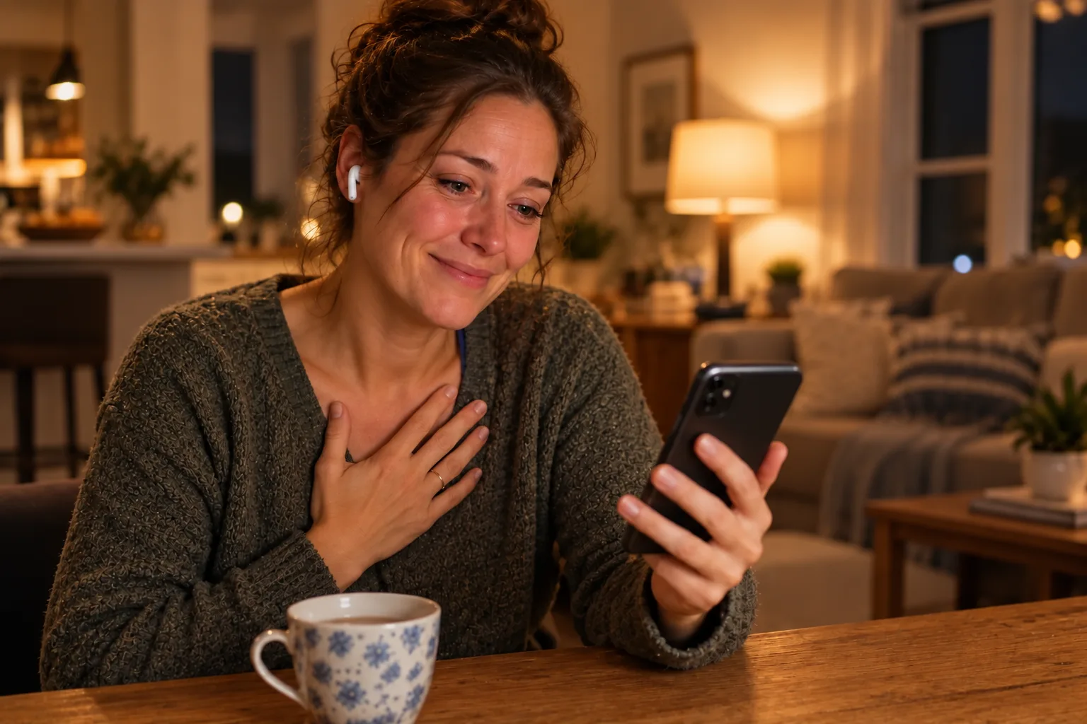 Person beaming as they listen to their personalized song
